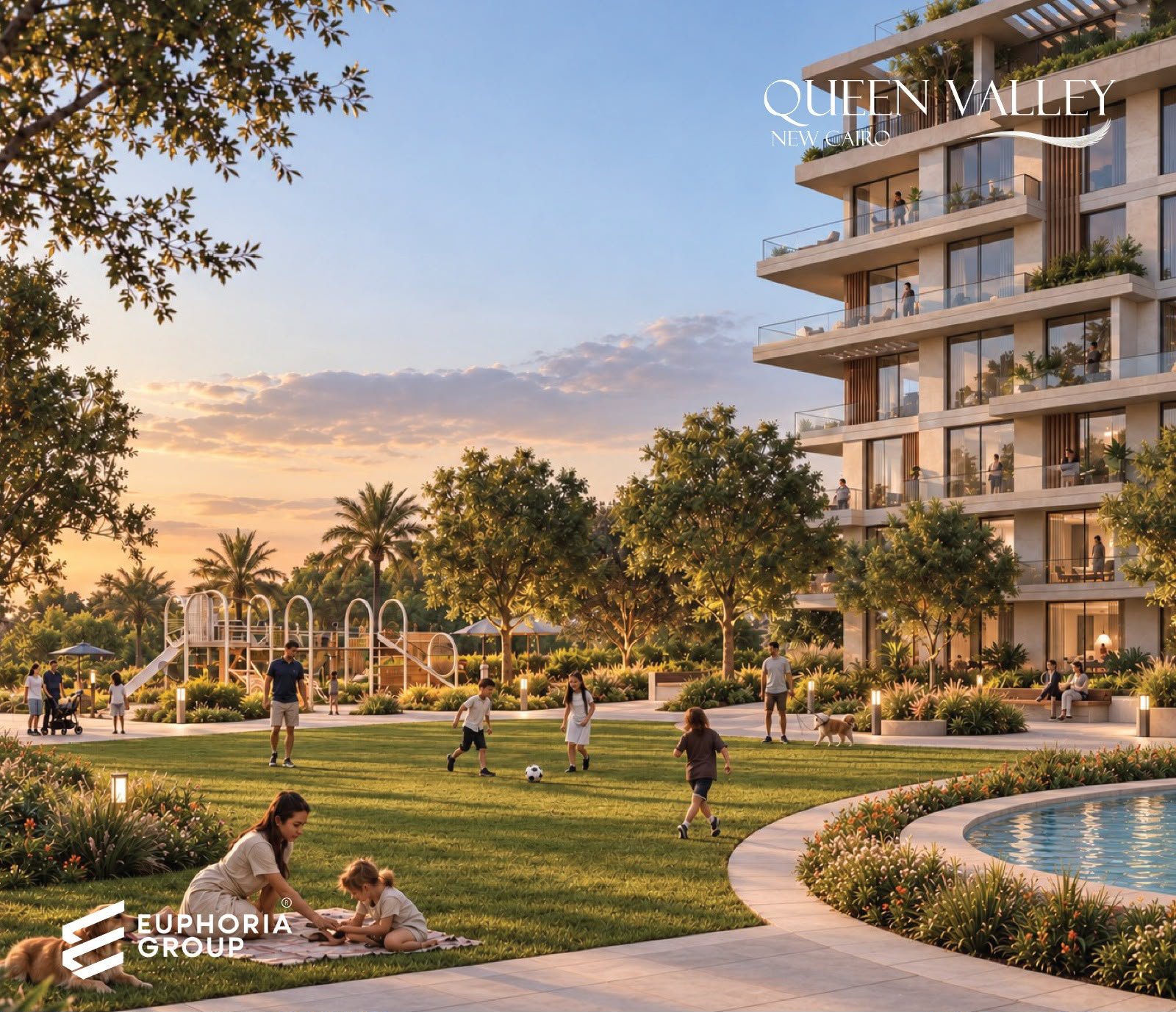 Queen Valley New Cairo landscaped residential masterplan